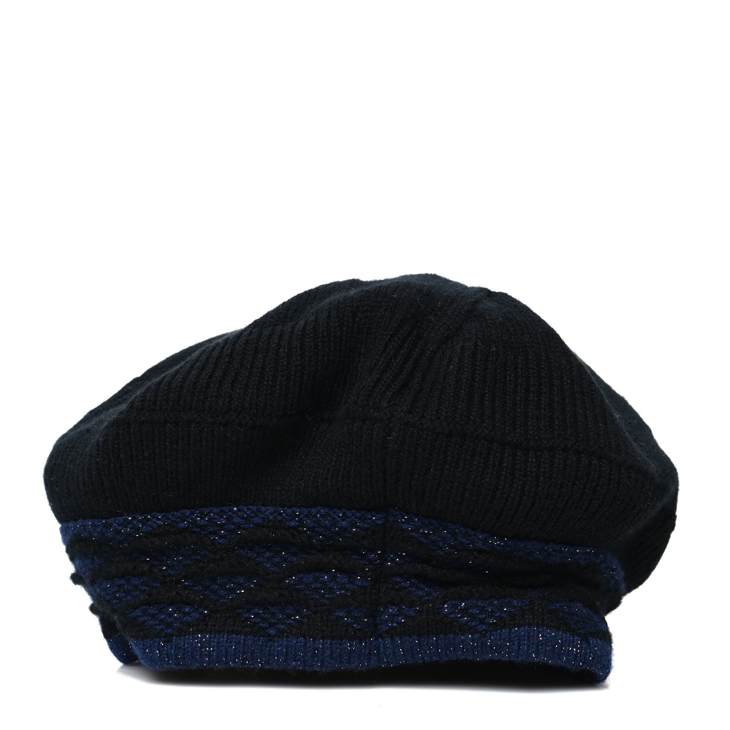 Chanel Cashmere Blend CC Beret Black Navy 3 of 8