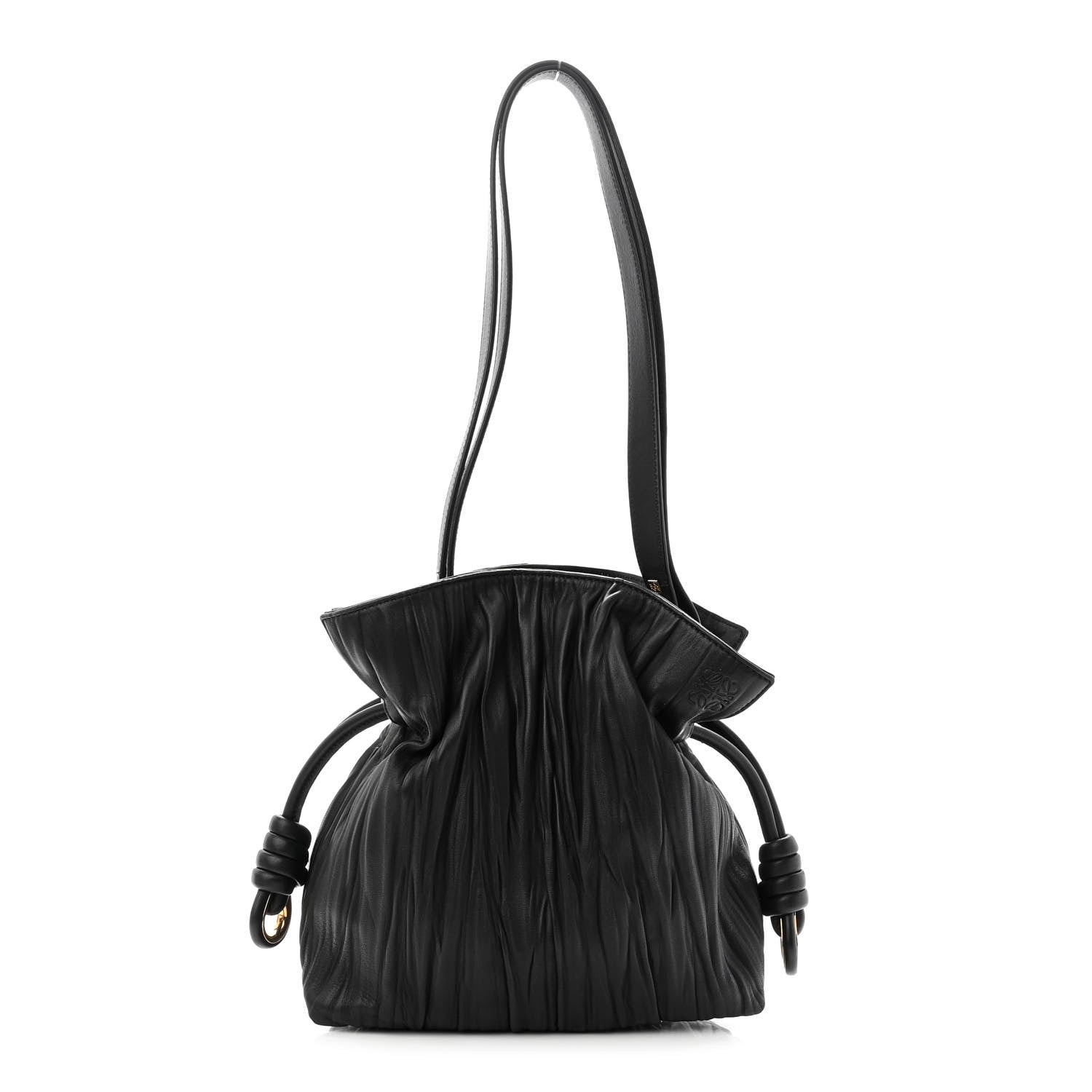 Loewe Crinkled Nappa Small Flamenco Knot Shoulder Bag Black 1 of 9