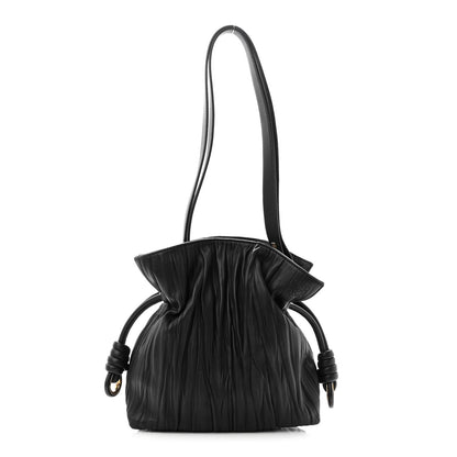Loewe Crinkled Nappa Small Flamenco Knot Shoulder Bag Black 1 of 9