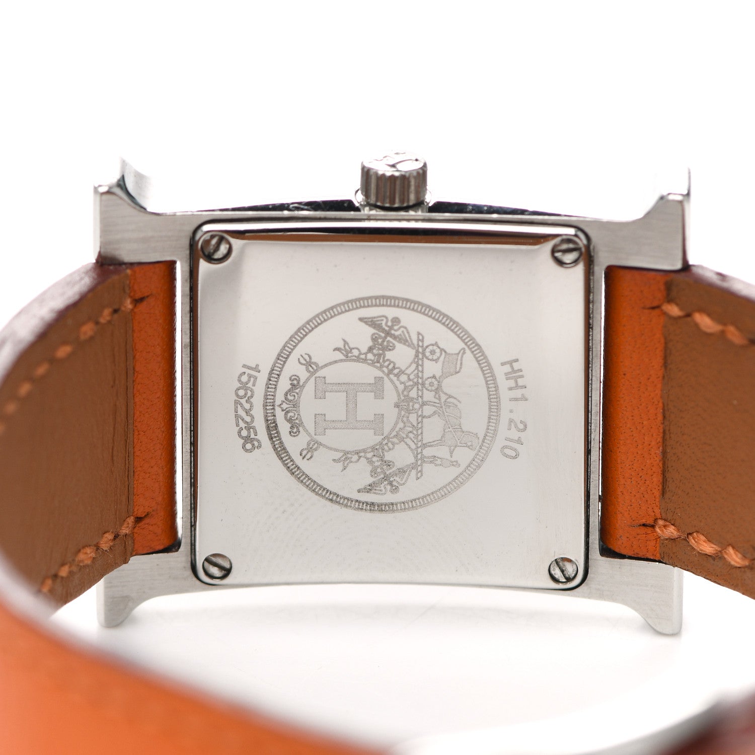 Hermes Stainless Steel Swift 21mm Heure H Hour Quartz Watch Orange 8 of 8