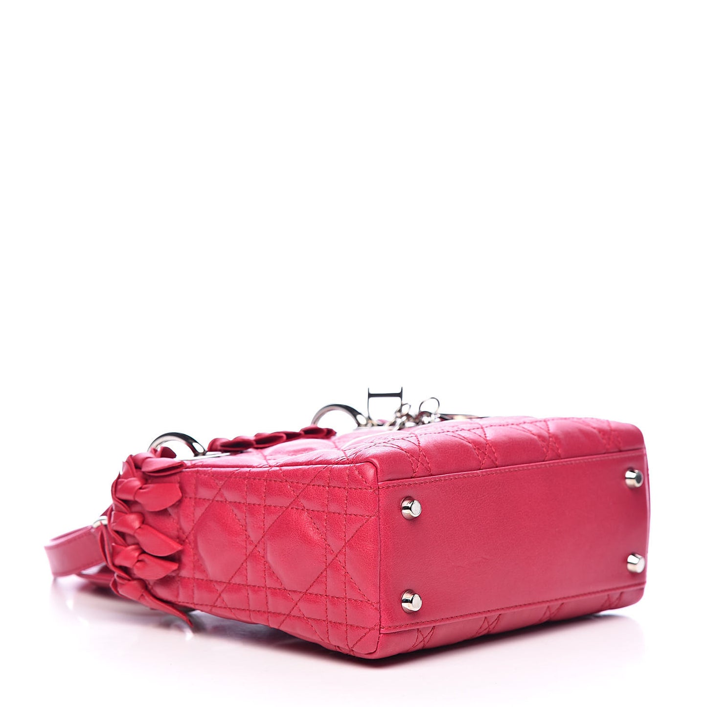 Lambskin Cannage Bow Mini Lady Dior Fuchsia