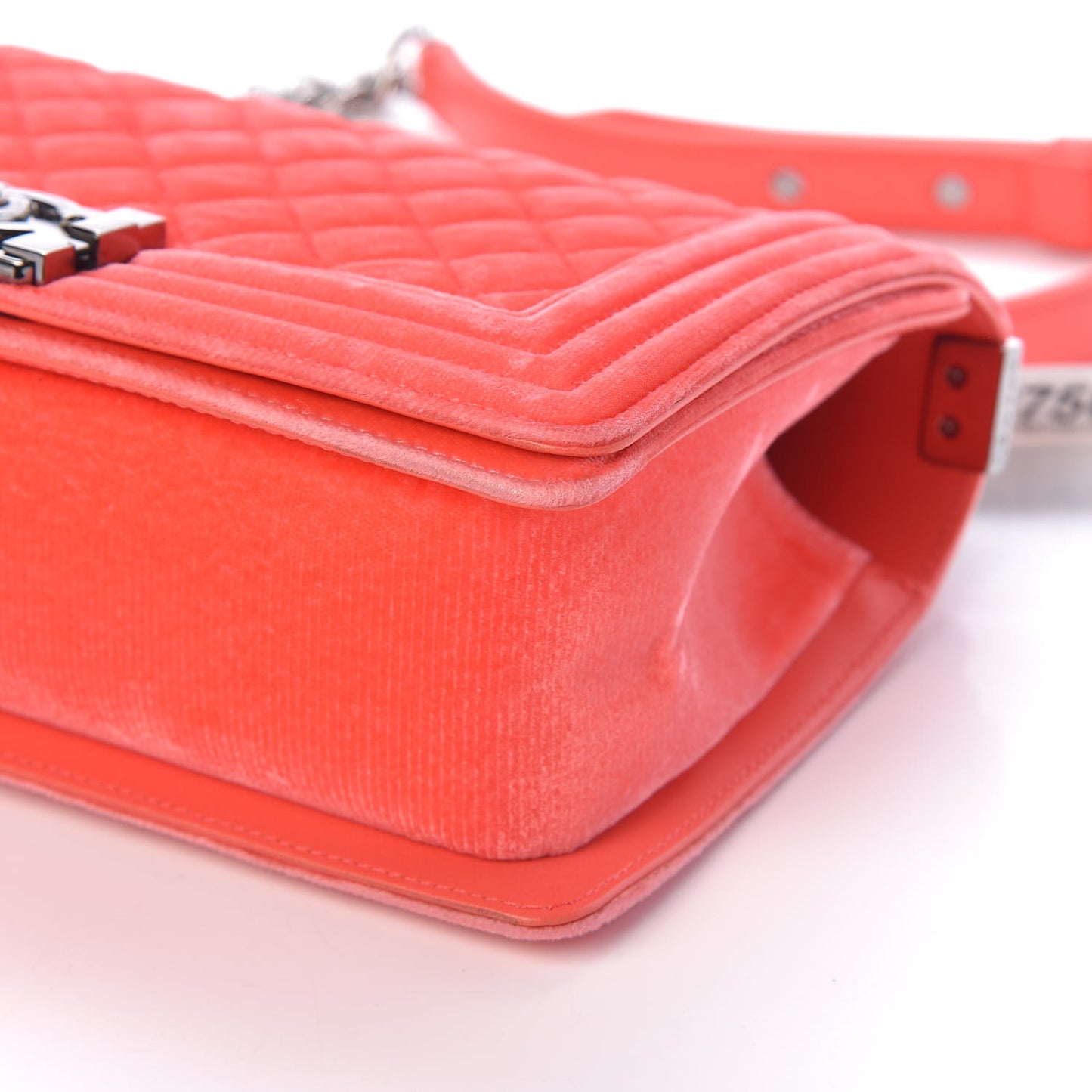 Velvet Quilted Medium Boy Flap Coral