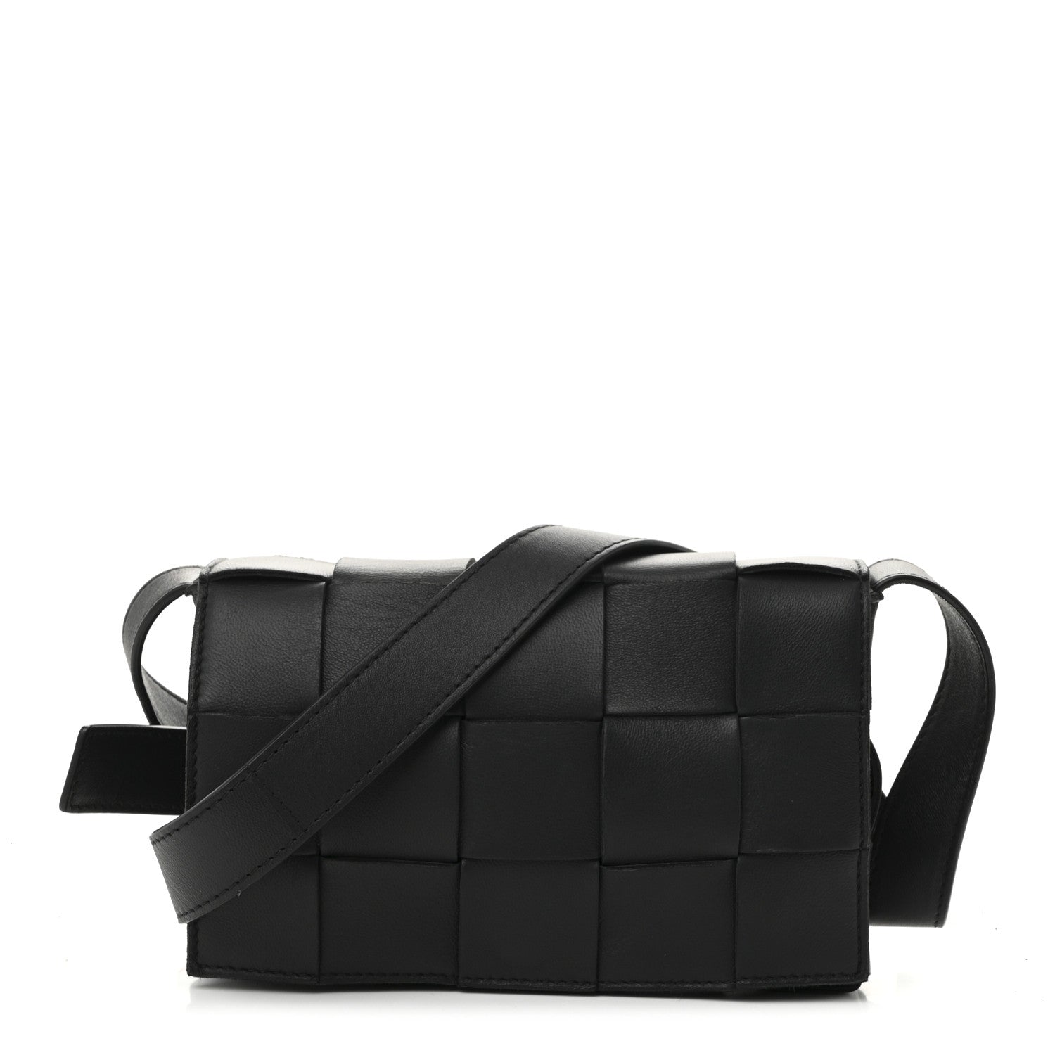 Bottega Veneta Lambskin Maxi Intreccio Small Cassette Crossbody Bag Black 1 of 9