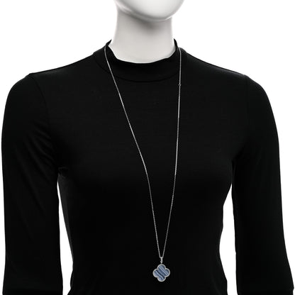 Van Cleef & Arpels 18K White Gold Chalcedony Magic Alhambra Pendant Long Necklace 2 of 6