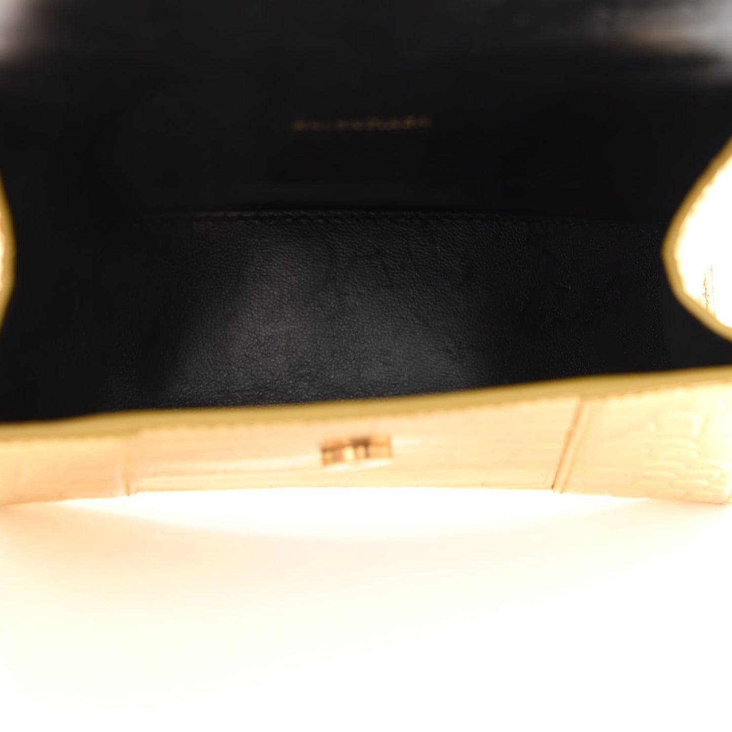 Metallic Calfskin Crocodile Embossed Hourglass Top Handle Bag XS Gold