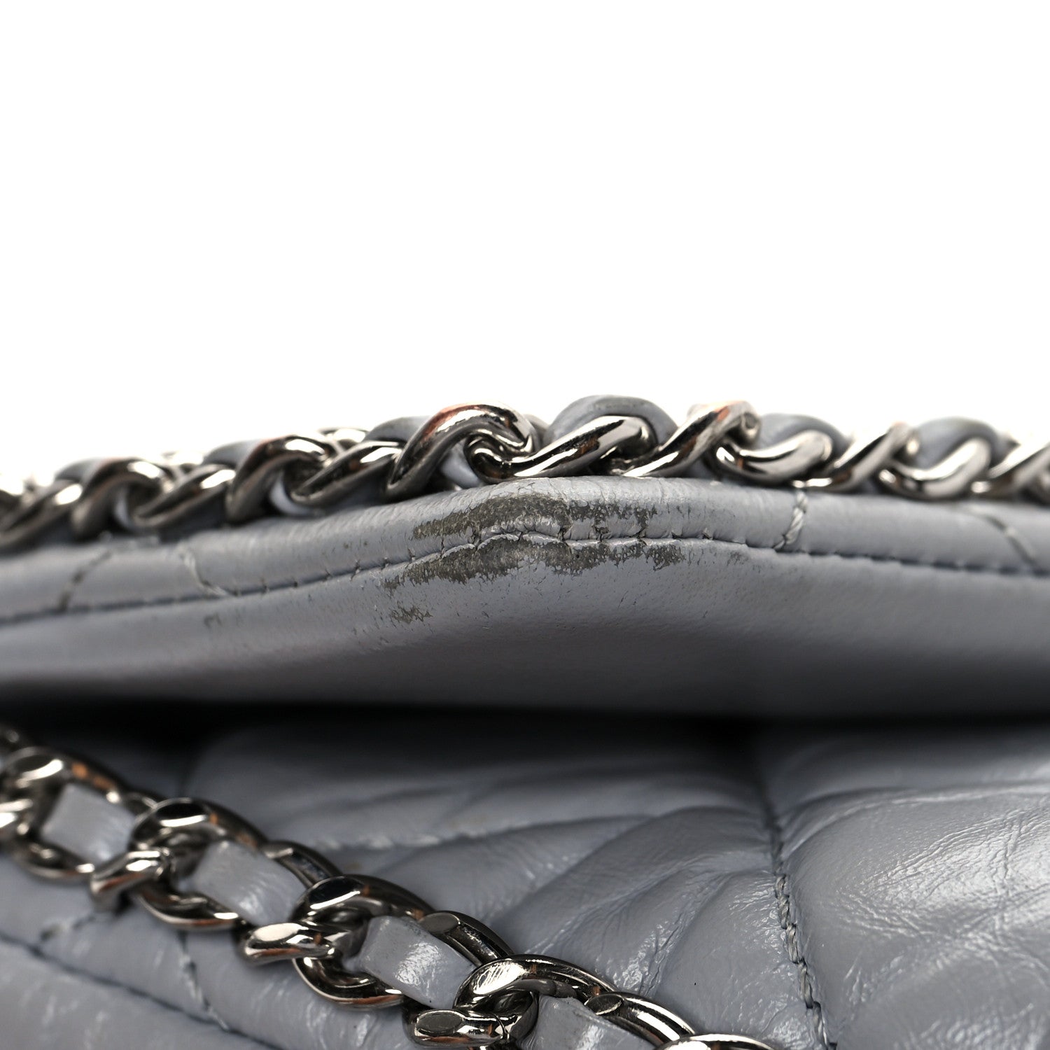 Chanel Crumpled Calfskin Medium Chain All Over Flap Grey 12 of 16
