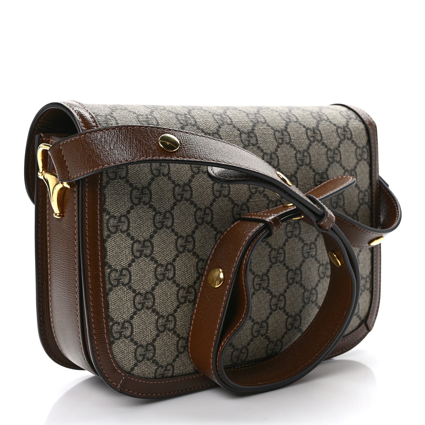 GG Supreme Monogram Horsebit 1955 Shoulder Bag Beige Brown Sugar