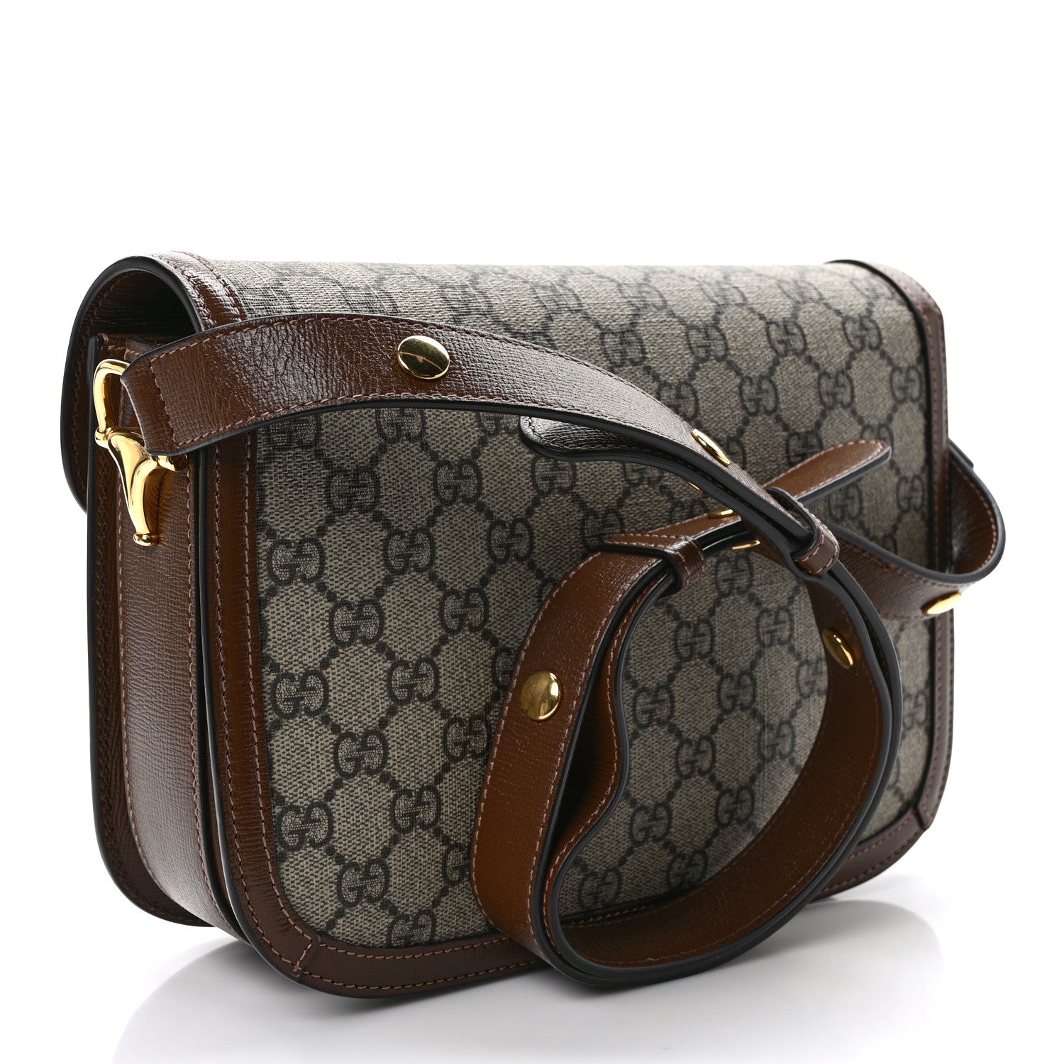 Gucci GG Supreme Monogram Horsebit 1955 Shoulder Bag Beige Brown Sugar 3 of 9