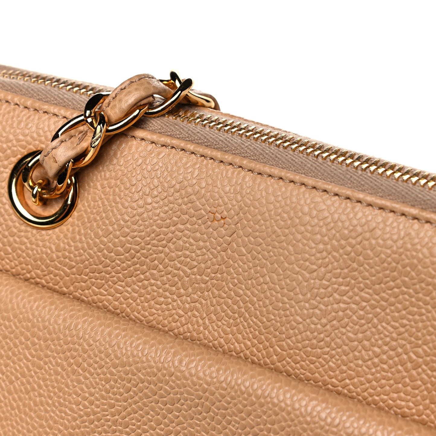 Caviar Flap Shoulder Bag Beige