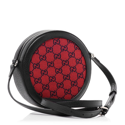Gucci Monogram Multicolor Textured Calfskin Retro Interlocking G Round Shoulder Bag Red Blue 3 of 13