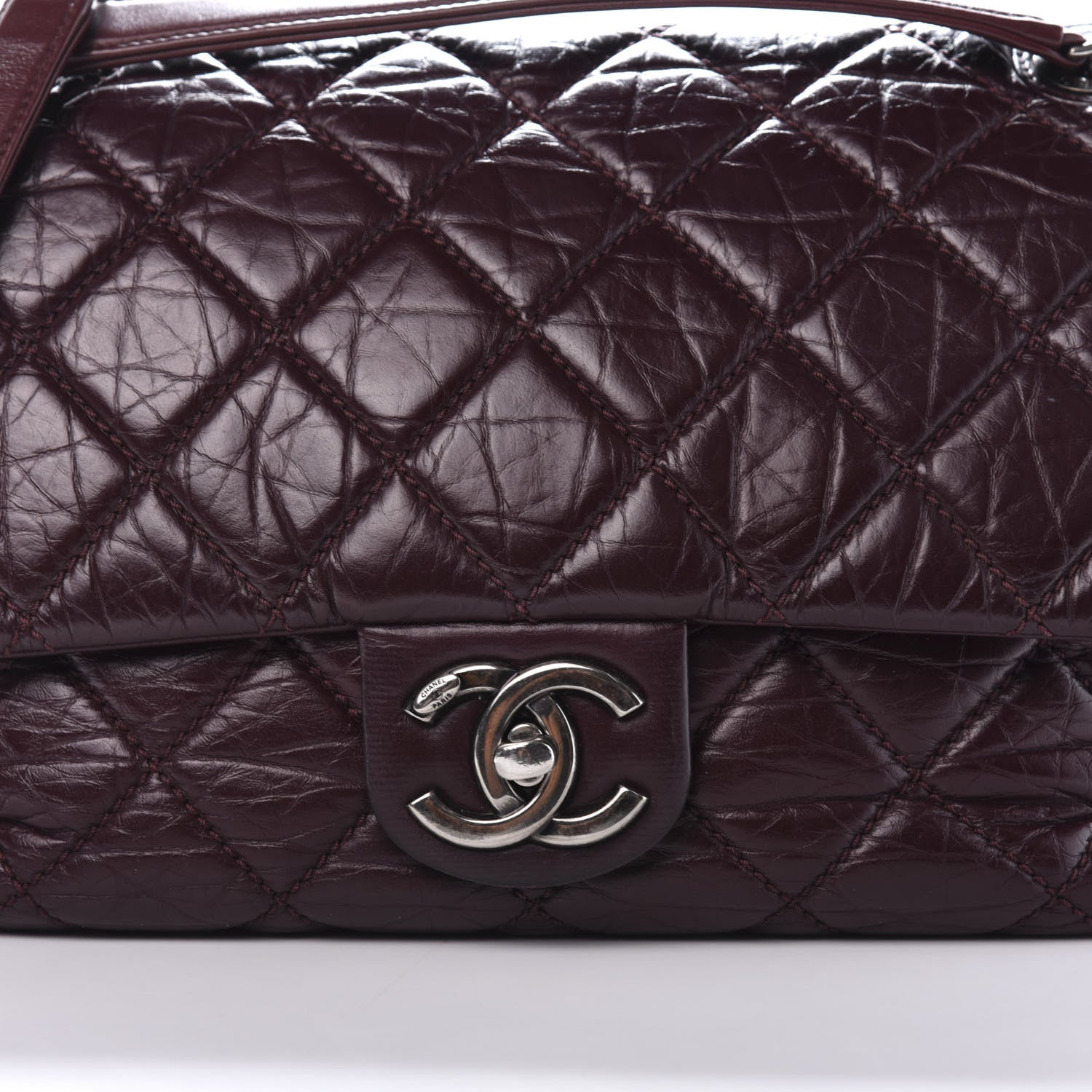 Chanel Aged Calfskin Jumbo New Portobello Flap Burgundy 16 of 16