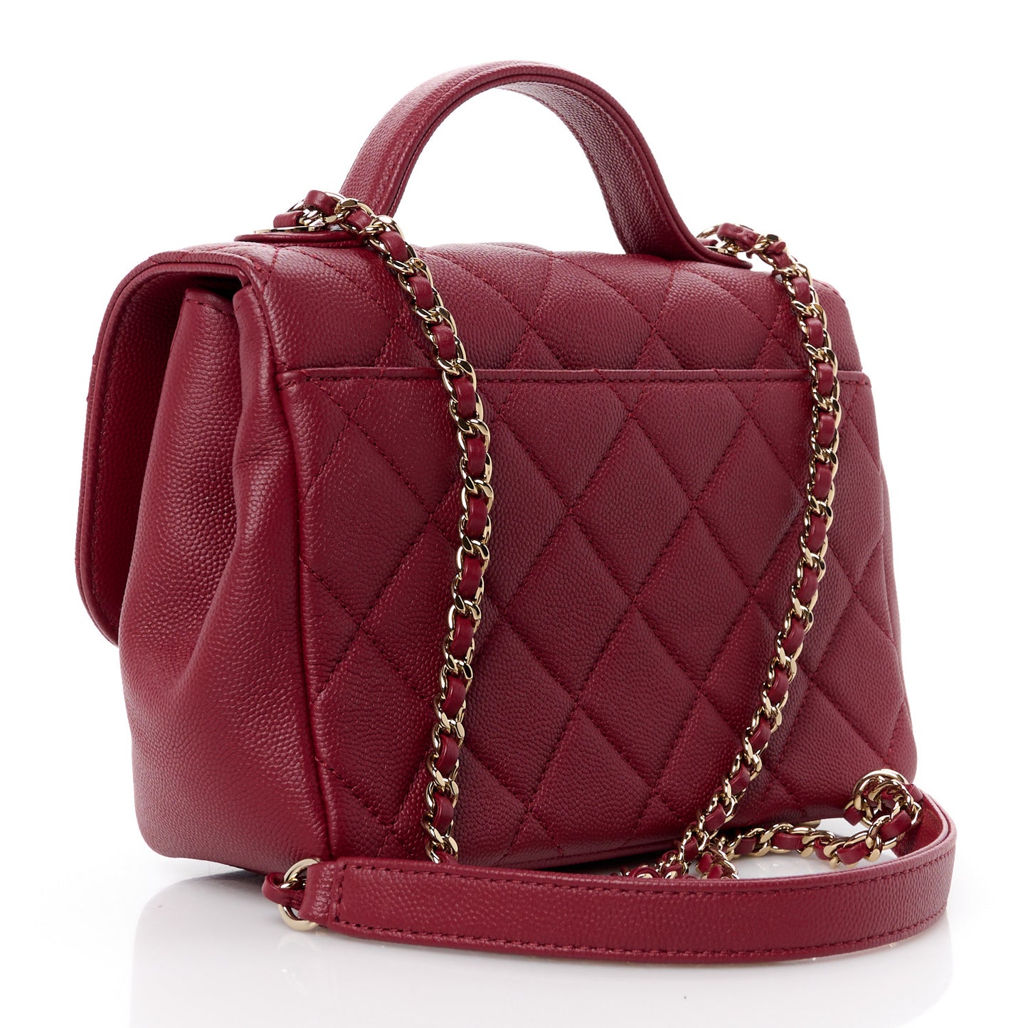 Caviar Quilted Small Business Affinity Flap Red