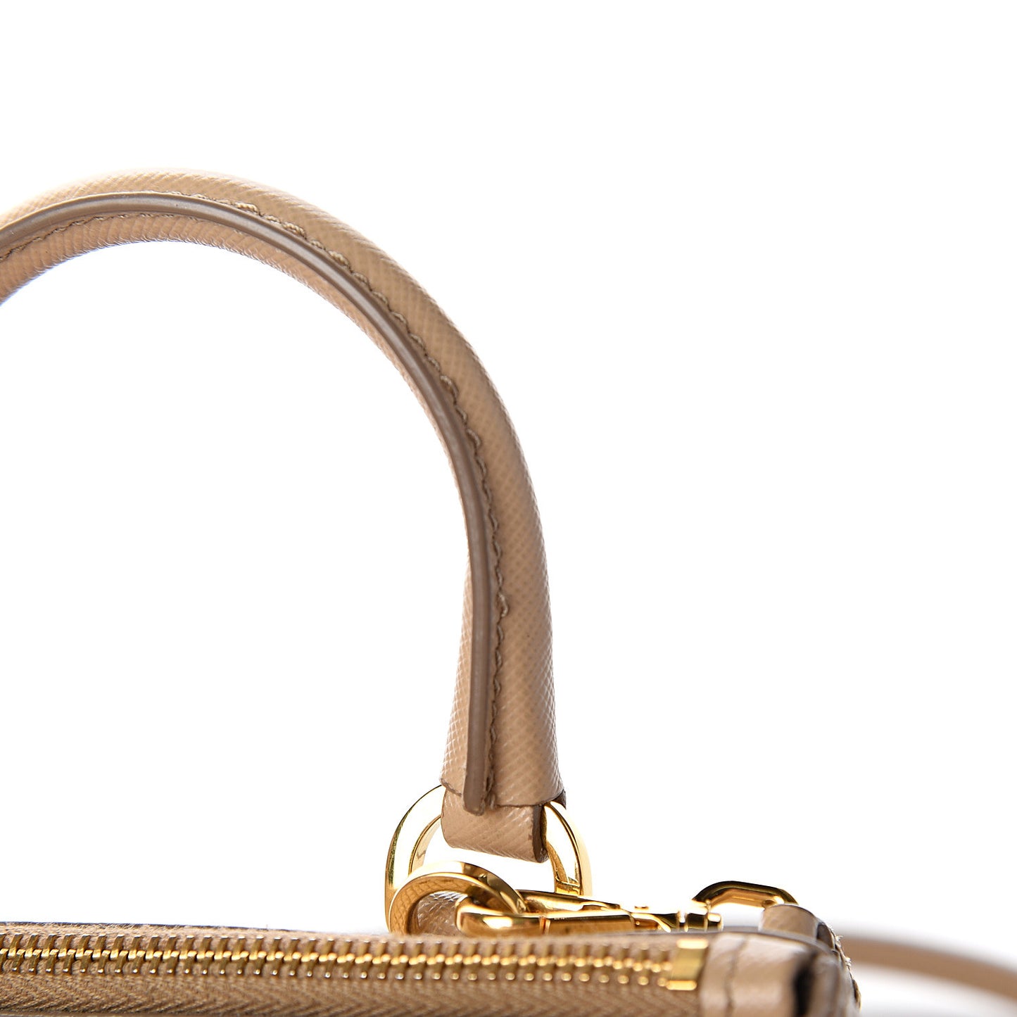 Saffiano Lux Micro Galleria Double Zip Tote Sabbia
