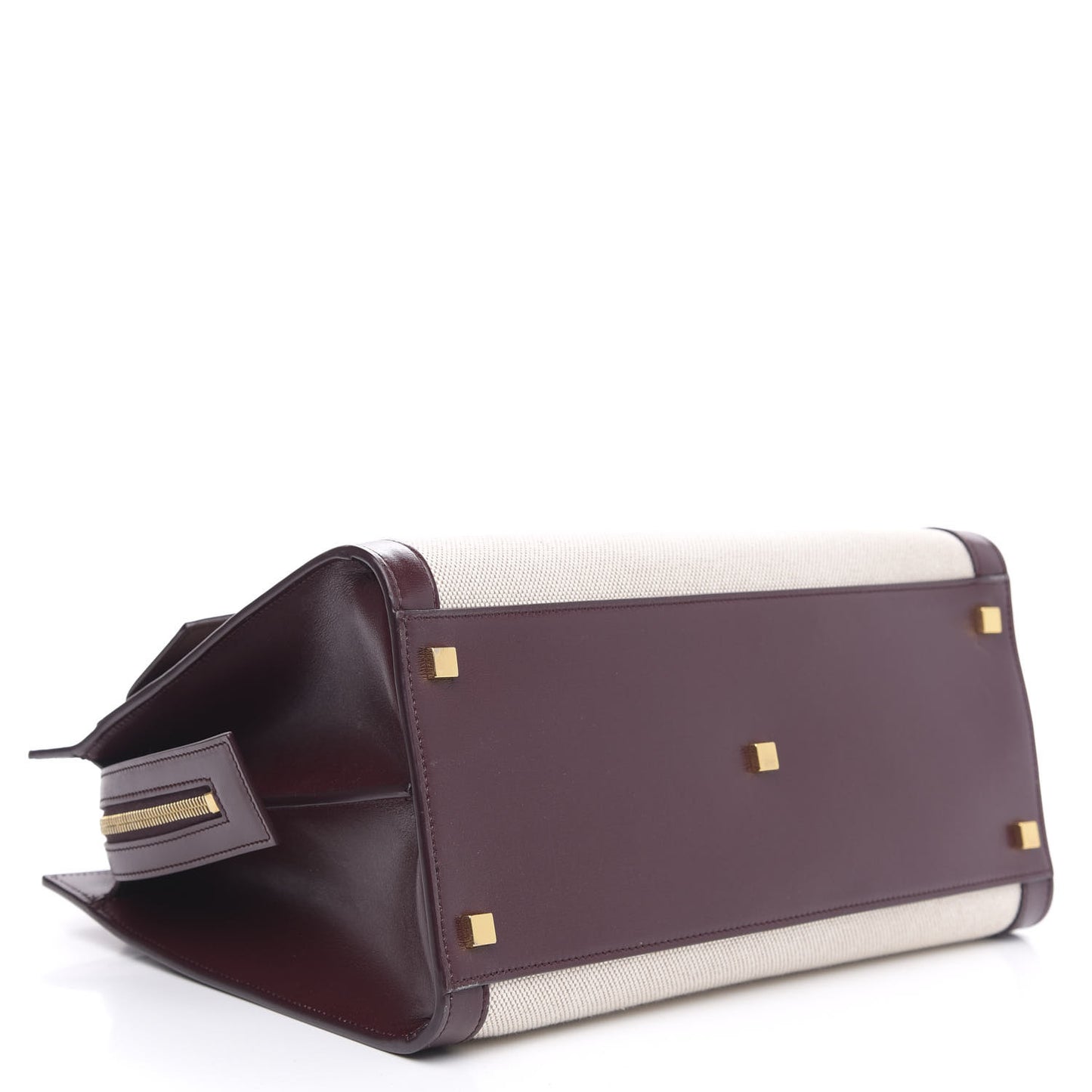 Canvas Calfskin Medium Uptown Tote Dark Beige