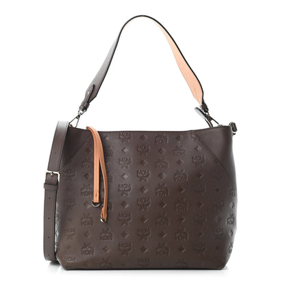MCM Calfskin Ottomar Monogram Medium Klara Hobo Chestnut 1 of 10