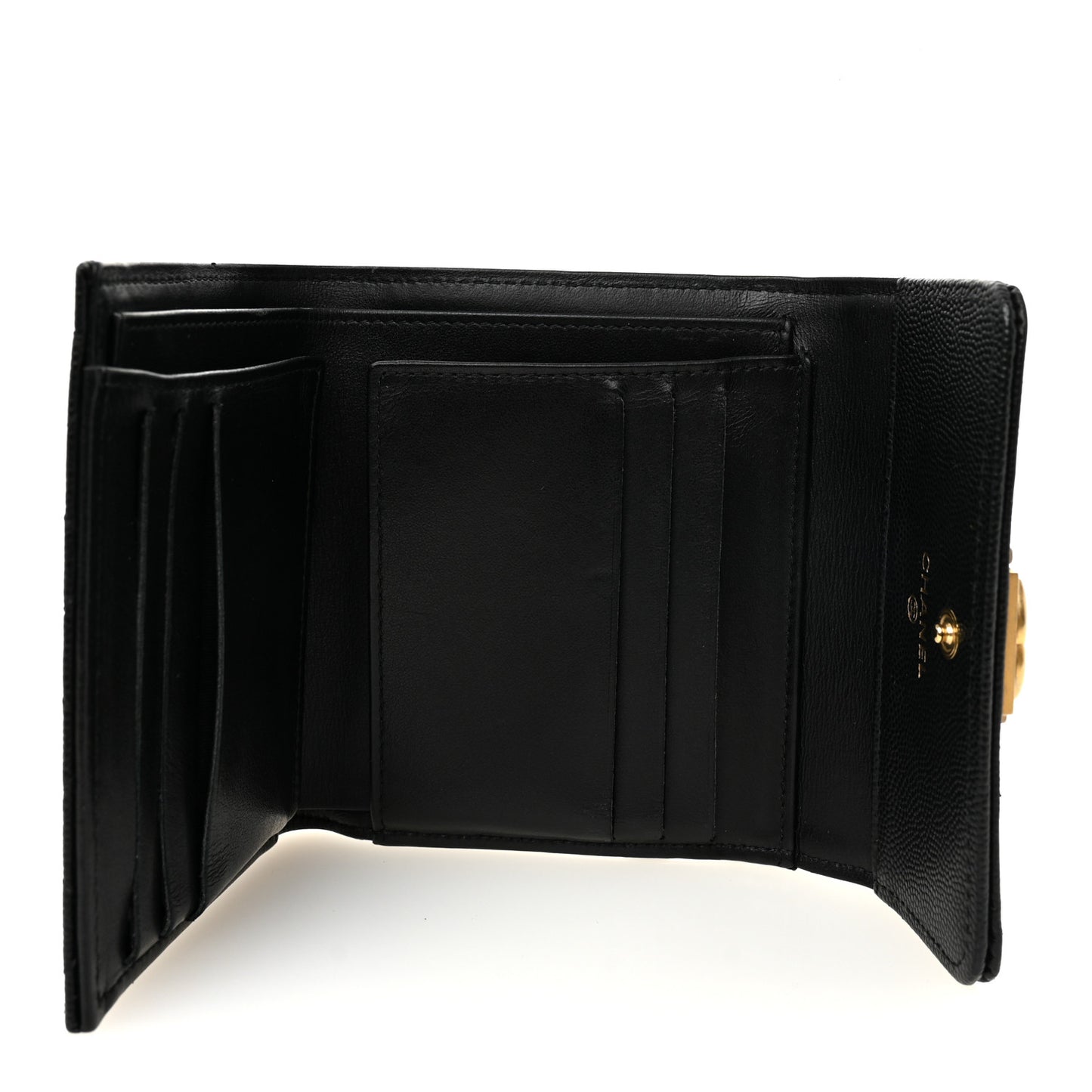 Caviar Quilted Small Boy Flap Wallet Black