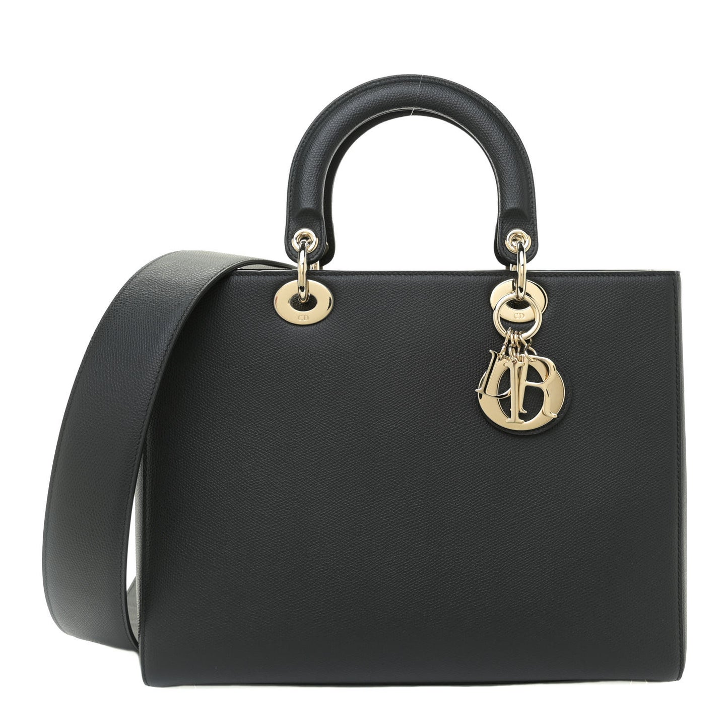 Grained Calfskin Large Lady Dior Black