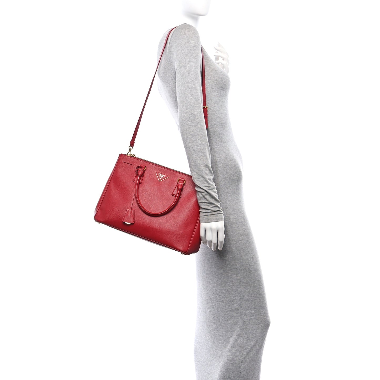 Saffiano Medium Galleria Double Zip Tote Fuoco