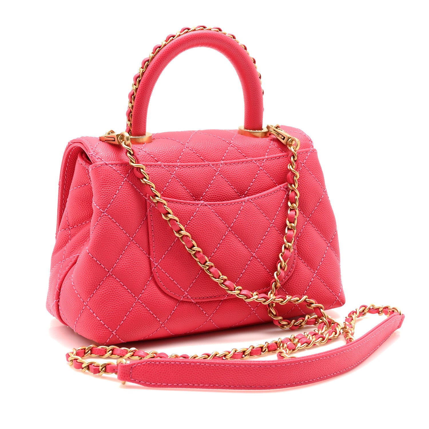 Chanel Caviar Quilted Extra Mini Coco Chain Handle Flap Dark Pink 3 of 10