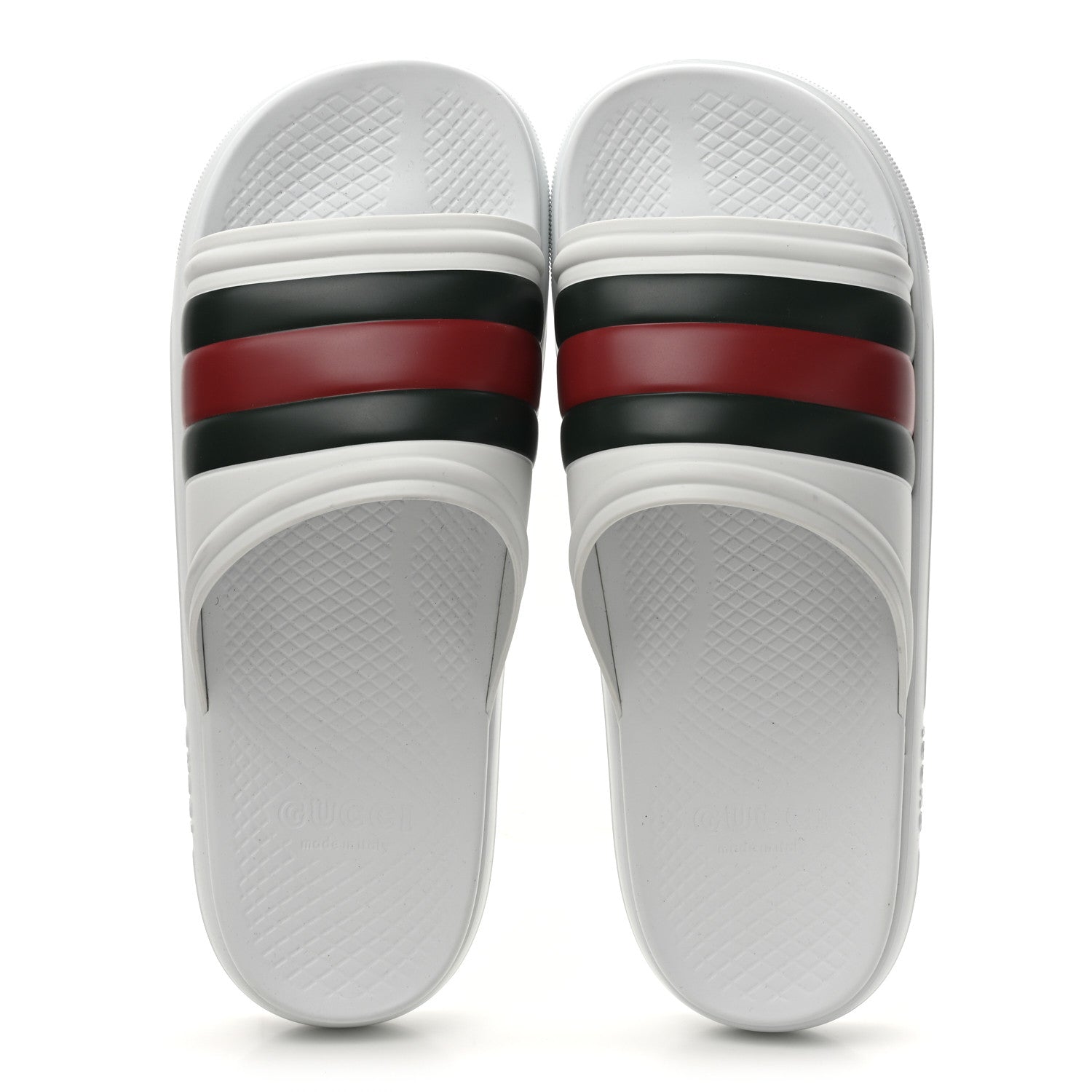 Gucci Rubber Web Mens Slide Sandals 12 White Green Red 2 of 10