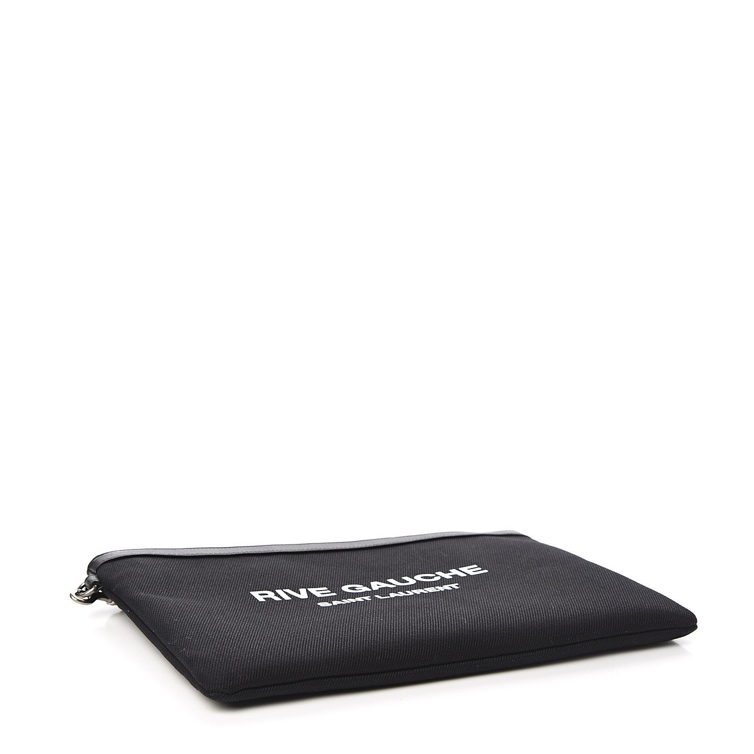 Saint Laurent Linen Canvas Rive Gouche Zipped Pouch Black 3 of 8