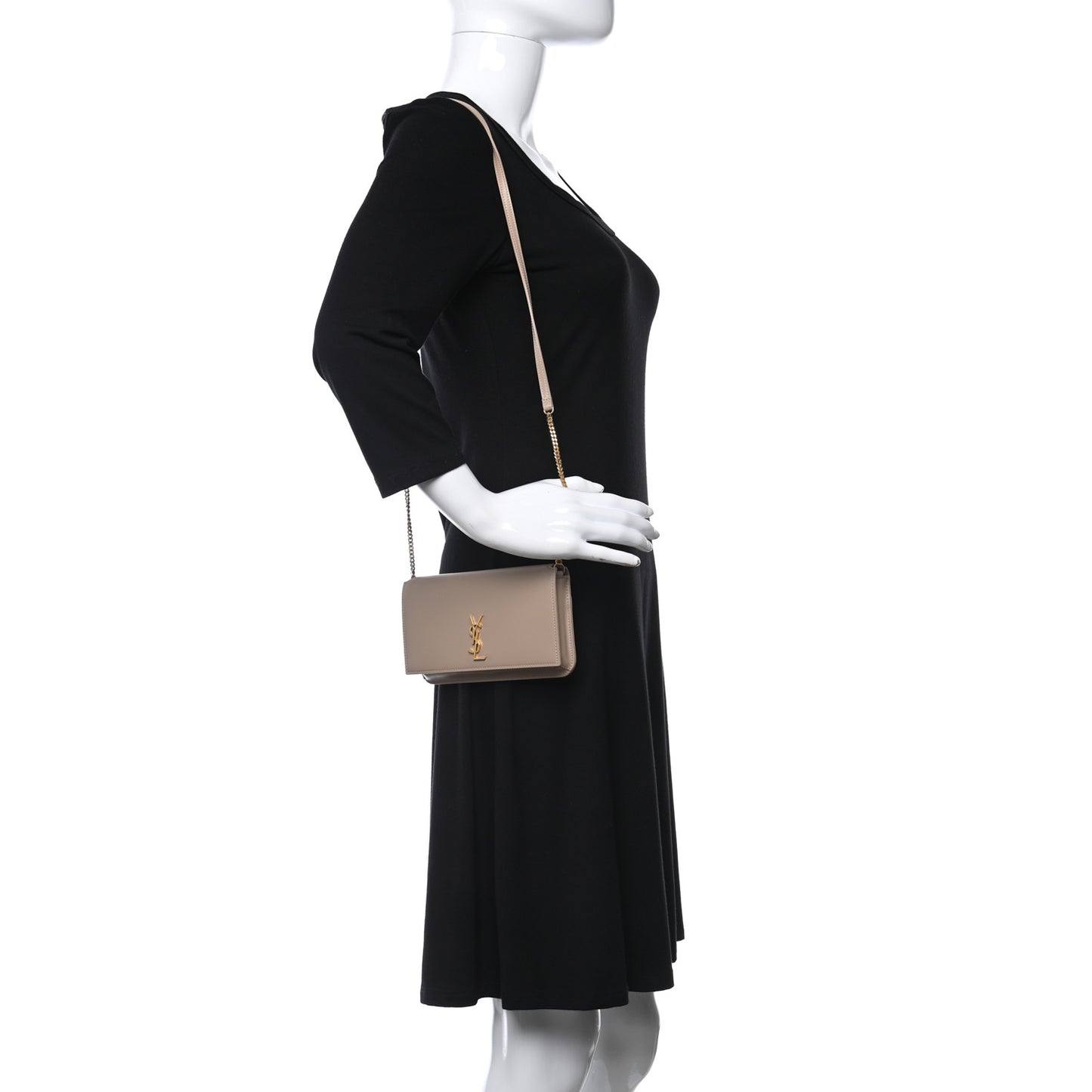 Smooth Calfskin Monogram Phone Holder Crossbody Dark Beige