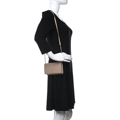 Saint Laurent Smooth Calfskin Monogram Phone Holder Crossbody Dark Beige 2 of 10