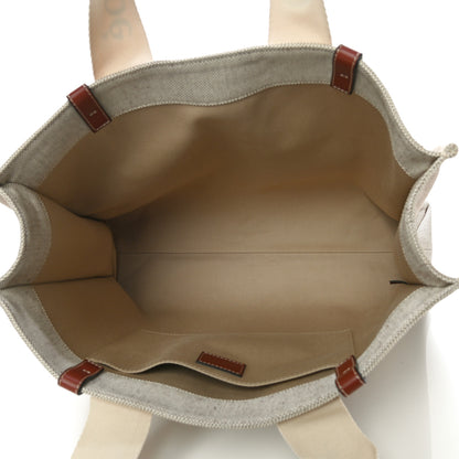 Chloe Cotton Calfskin Large Woody Ribbon Tote White Brown 5 of 10