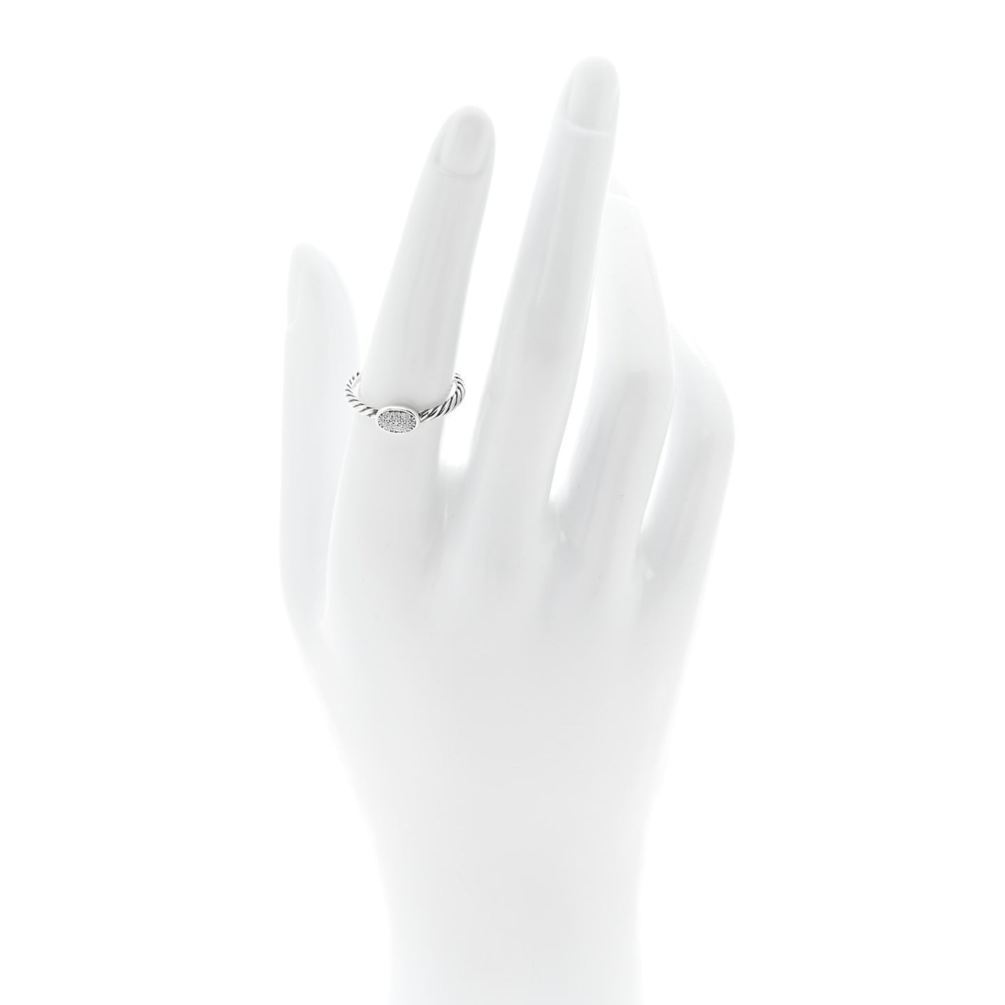 Sterling Silver Diamond Pave Cable Classics Oval Ring 54 7