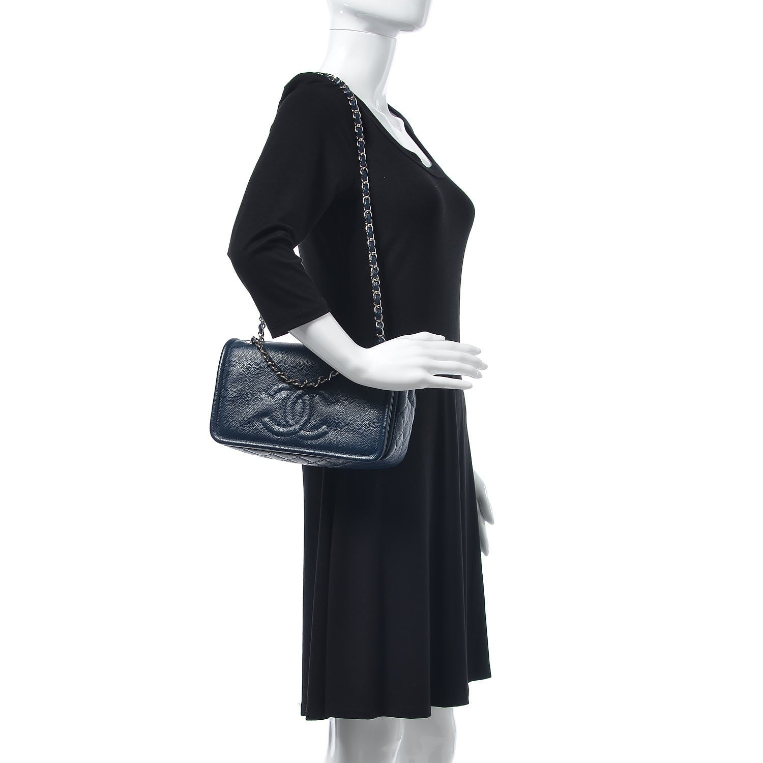 Chanel Caviar Medium Timeless CC Flap Navy Blue 2 of 10