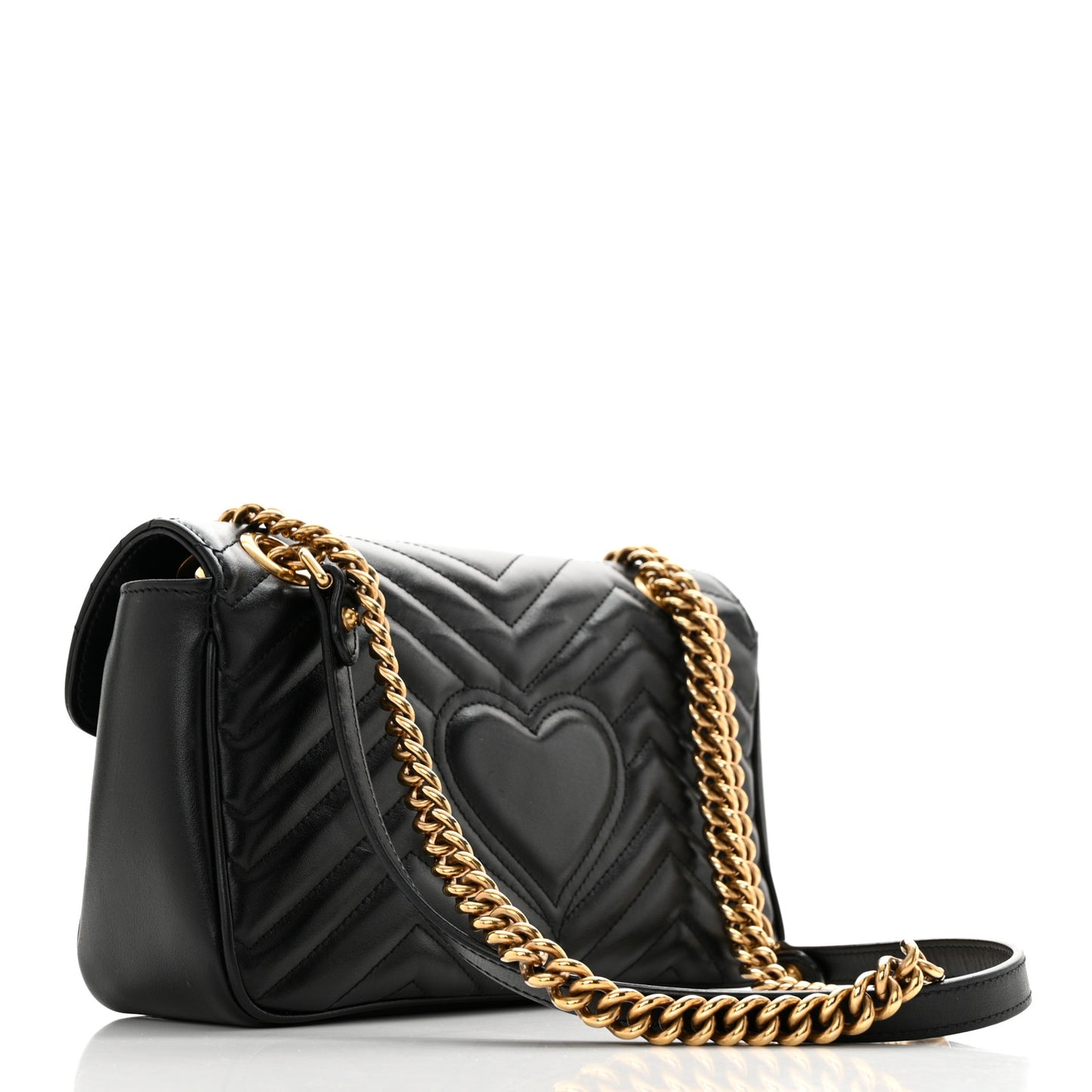 Calfskin Matelasse Small GG Marmont Shoulder Bag Black