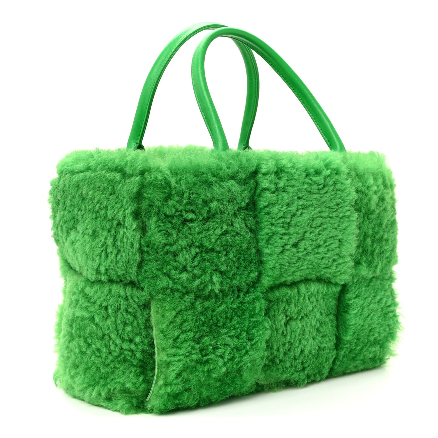 Shearling Small Intrecciato Arco Tote Parakeet