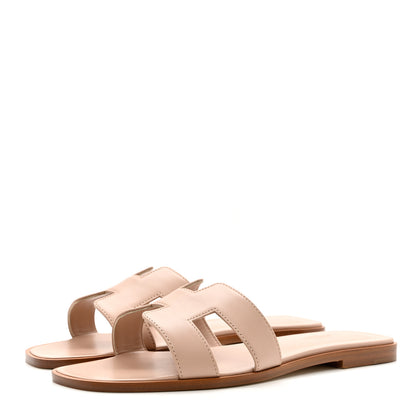 Hermes Box Calfskin Oran Sandals 39.5 Bois De Santal 3 of 8