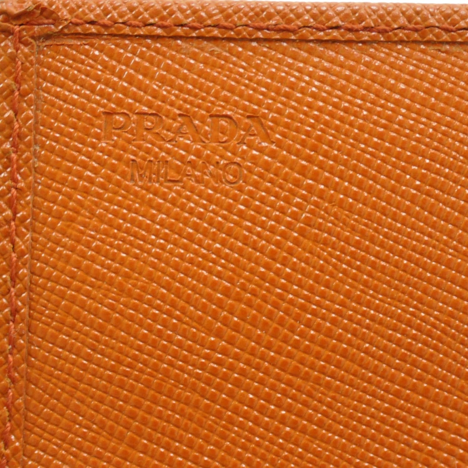 Prada Saffiano Card Holder Wallet Orange 7 of 9
