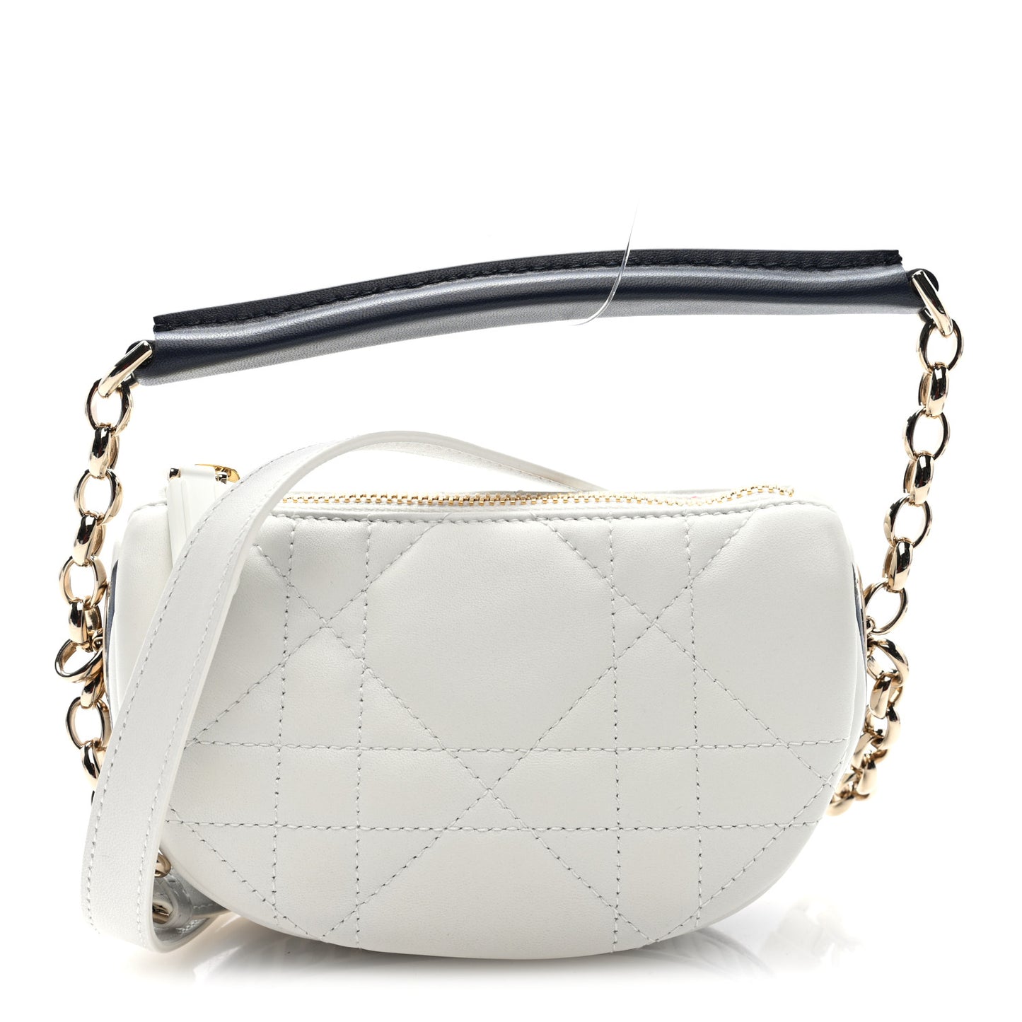 Lambskin Cannage Micro Dior Vibe Hobo Bag White