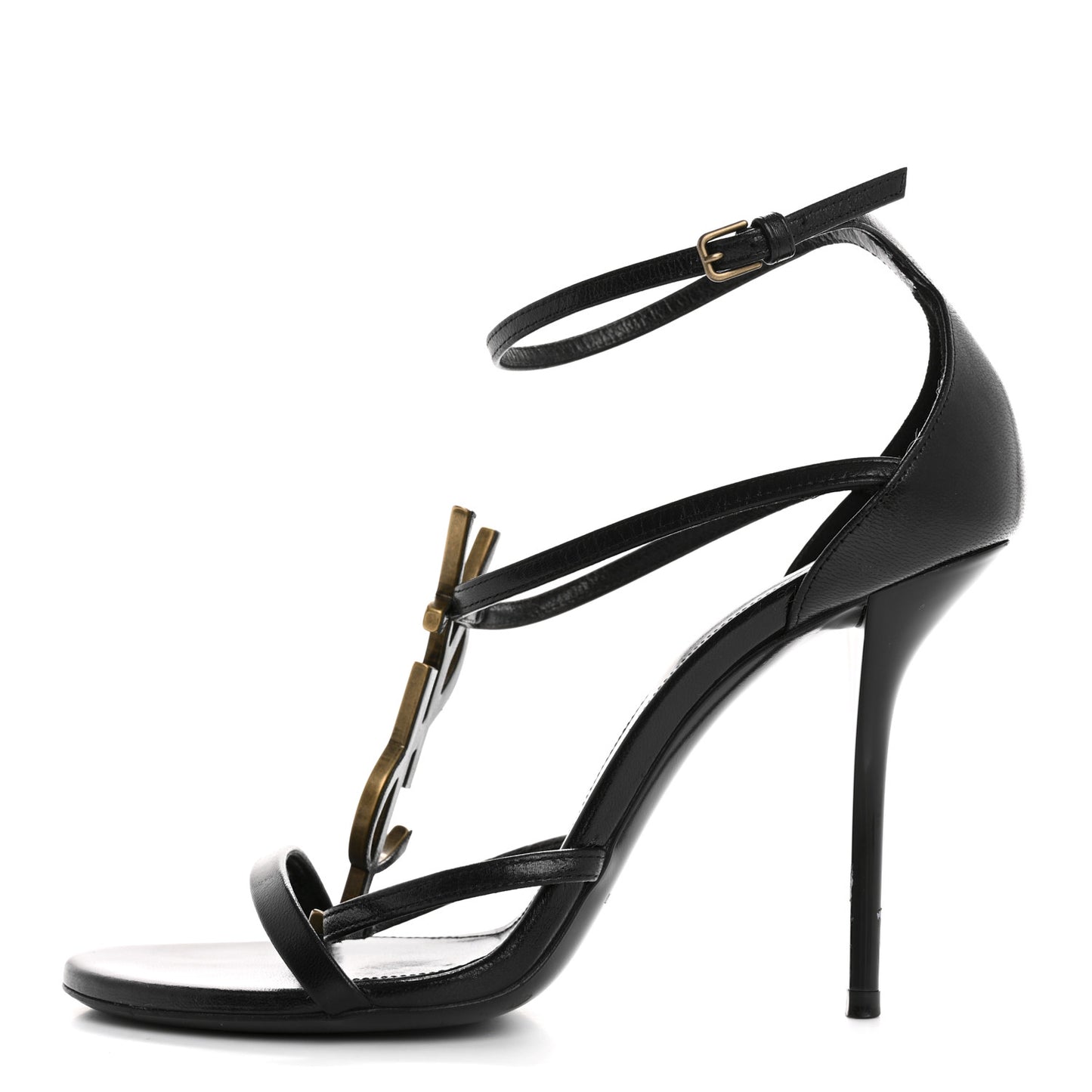 Calfskin Cassandra 100 Ankle Strap Sandals 37 Black