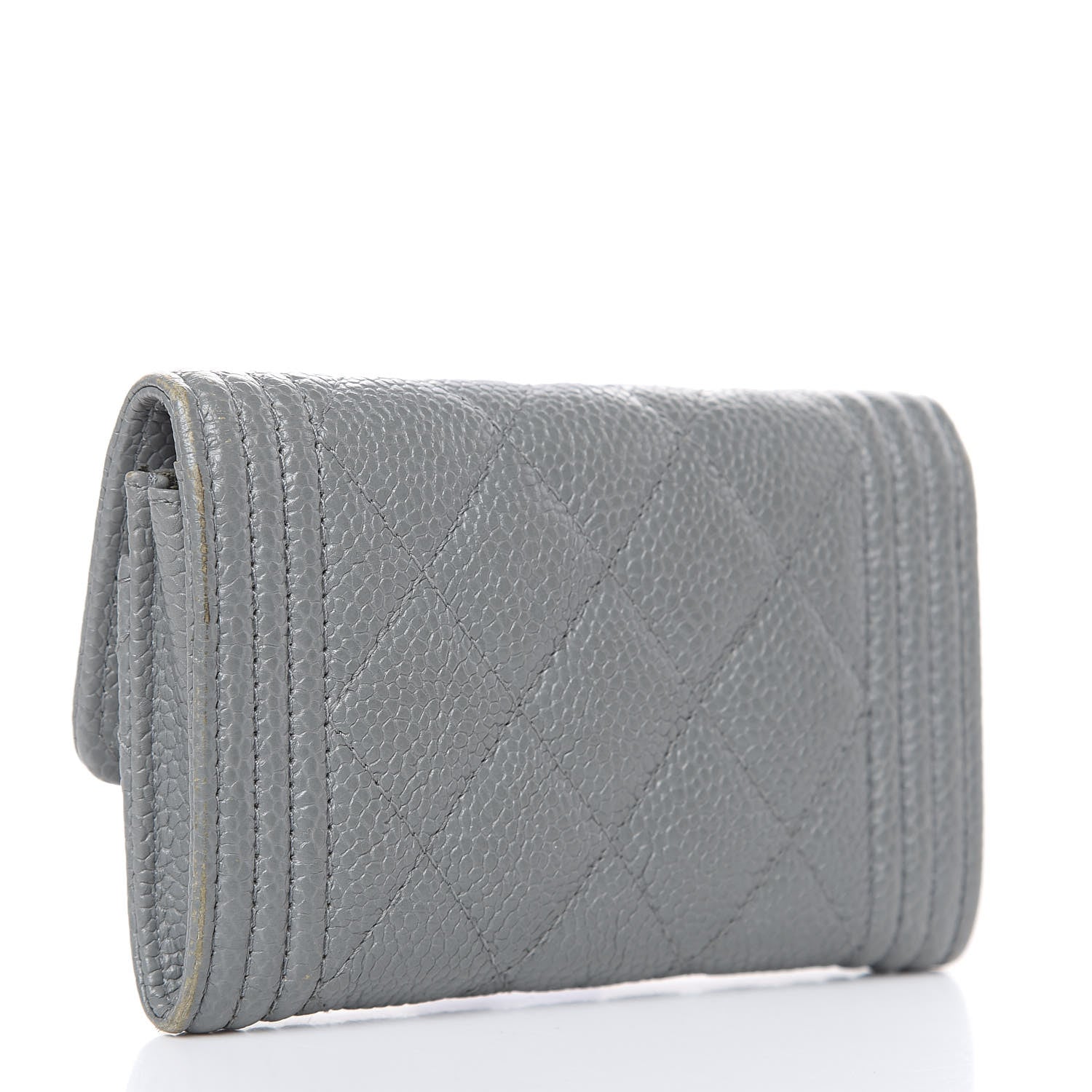 Chanel Caviar Quilted Boy Flap Card Holder Wallet Grey 3 of 12