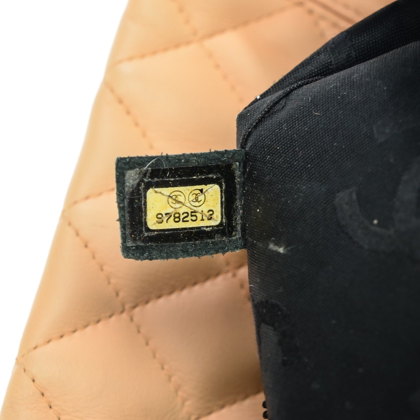 Calfskin Quilted Large Cambon Tote Beige Black