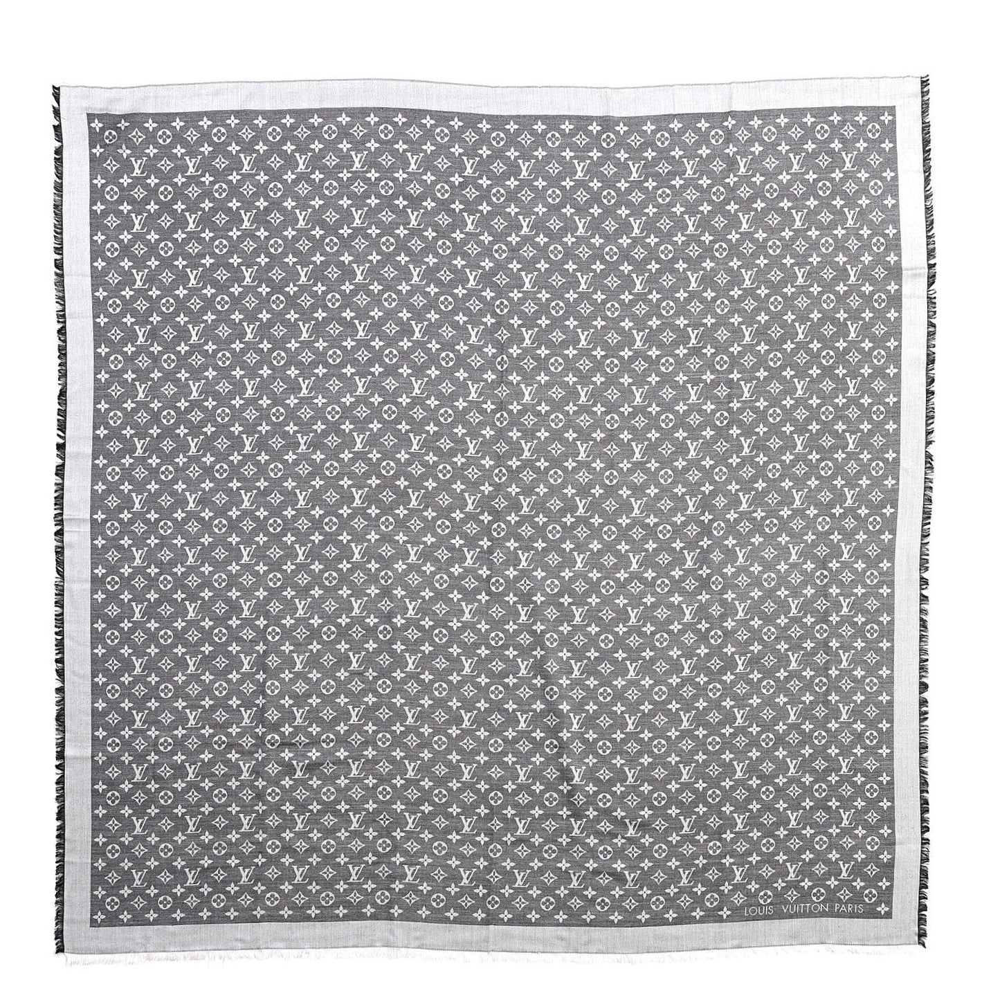Wool Silk Monogram Denim Shawl