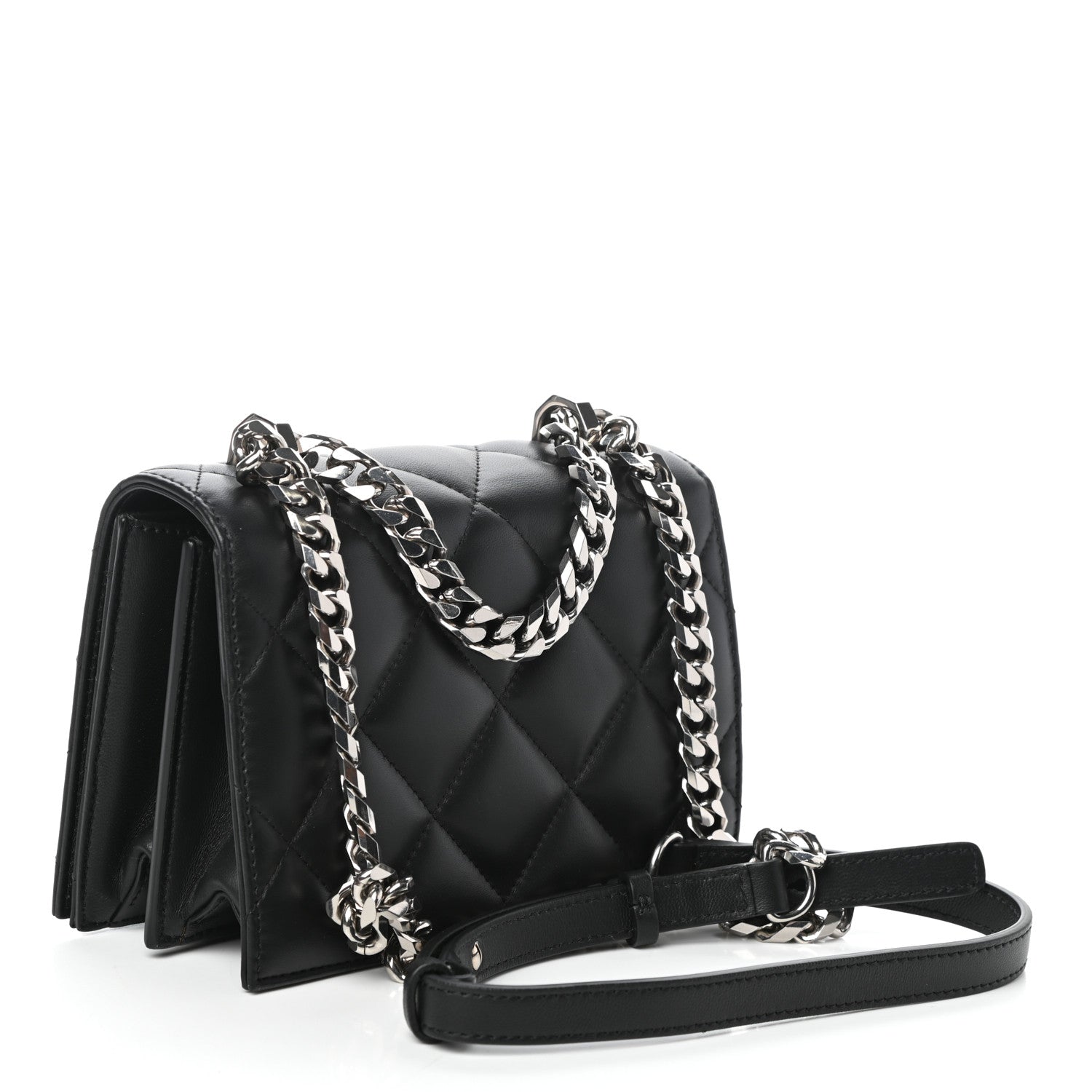 Alexander McQueen Lambskin Quilted Knuckle Shoulder Bag Black 3 of 9