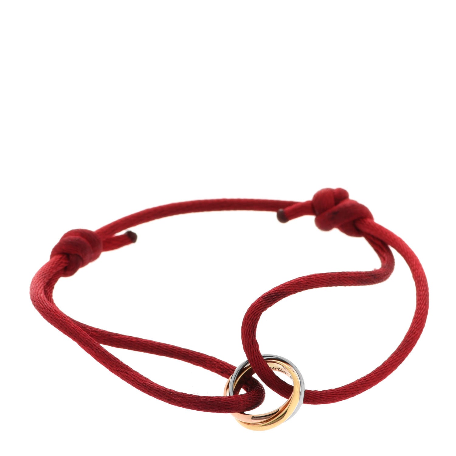 Cartier 18K Pink Yellow White Gold Trinity Cord Bracelet Red 1 of 7