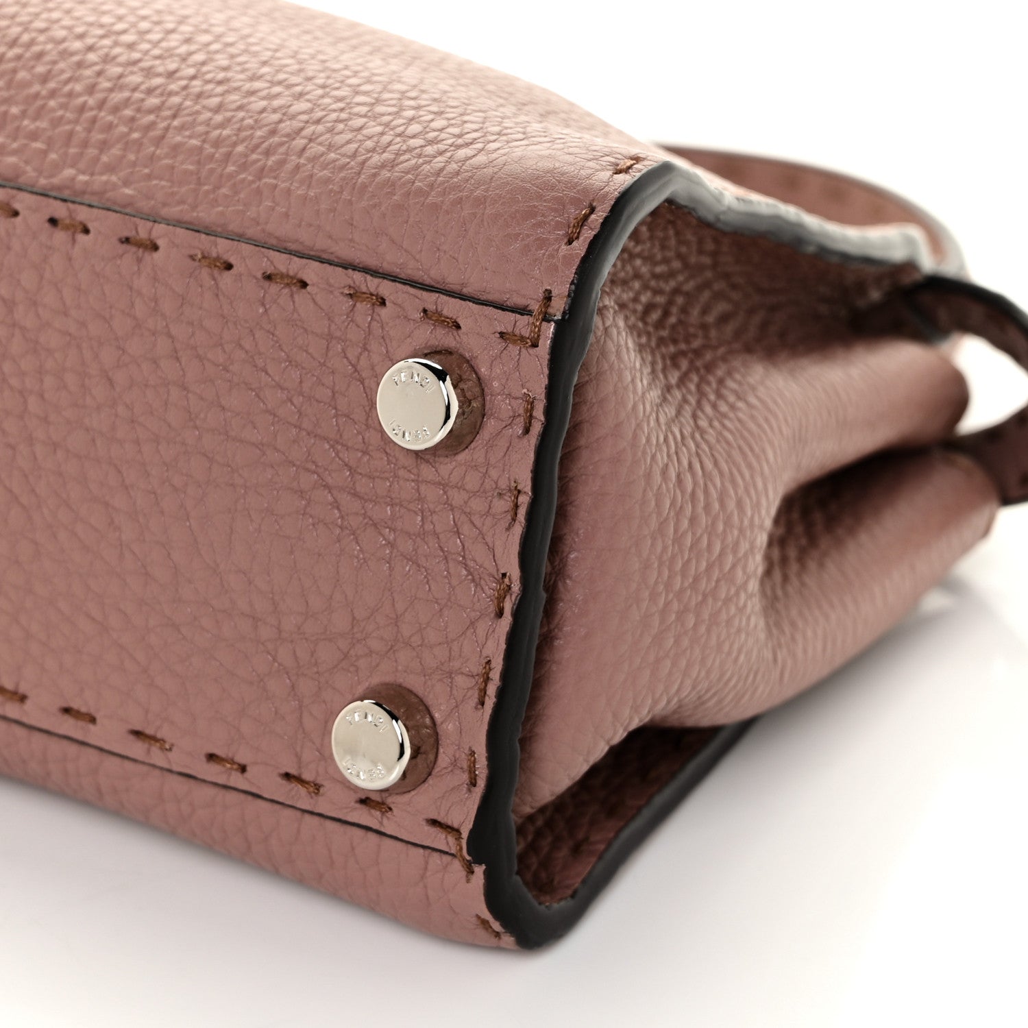 Fendi Cuoio Romano Selleria Bi-Color Mini Peekaboo Iconic Satchel English Rose Camelia 6 of 12