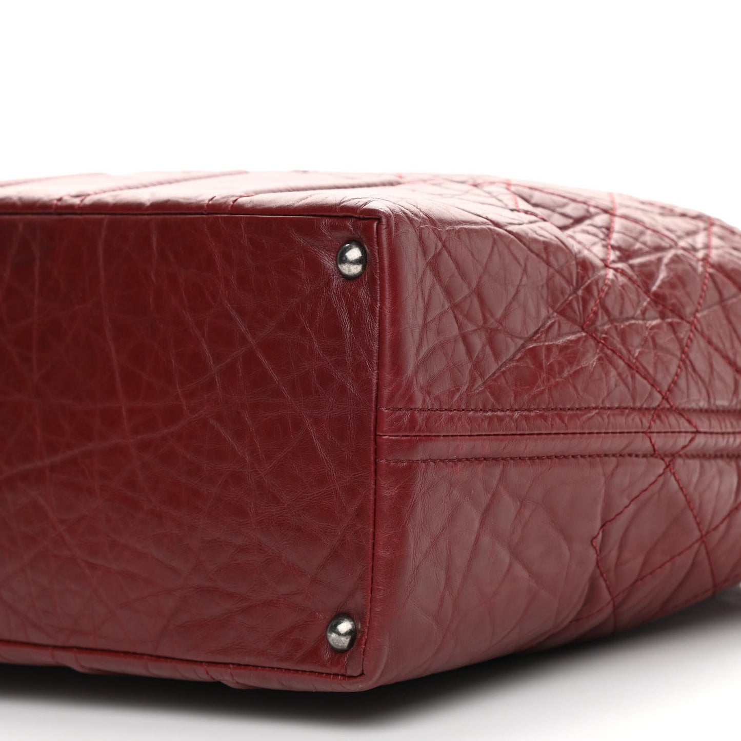 Aged Calfskin Large Shopping In Moscow Tote Burgundy