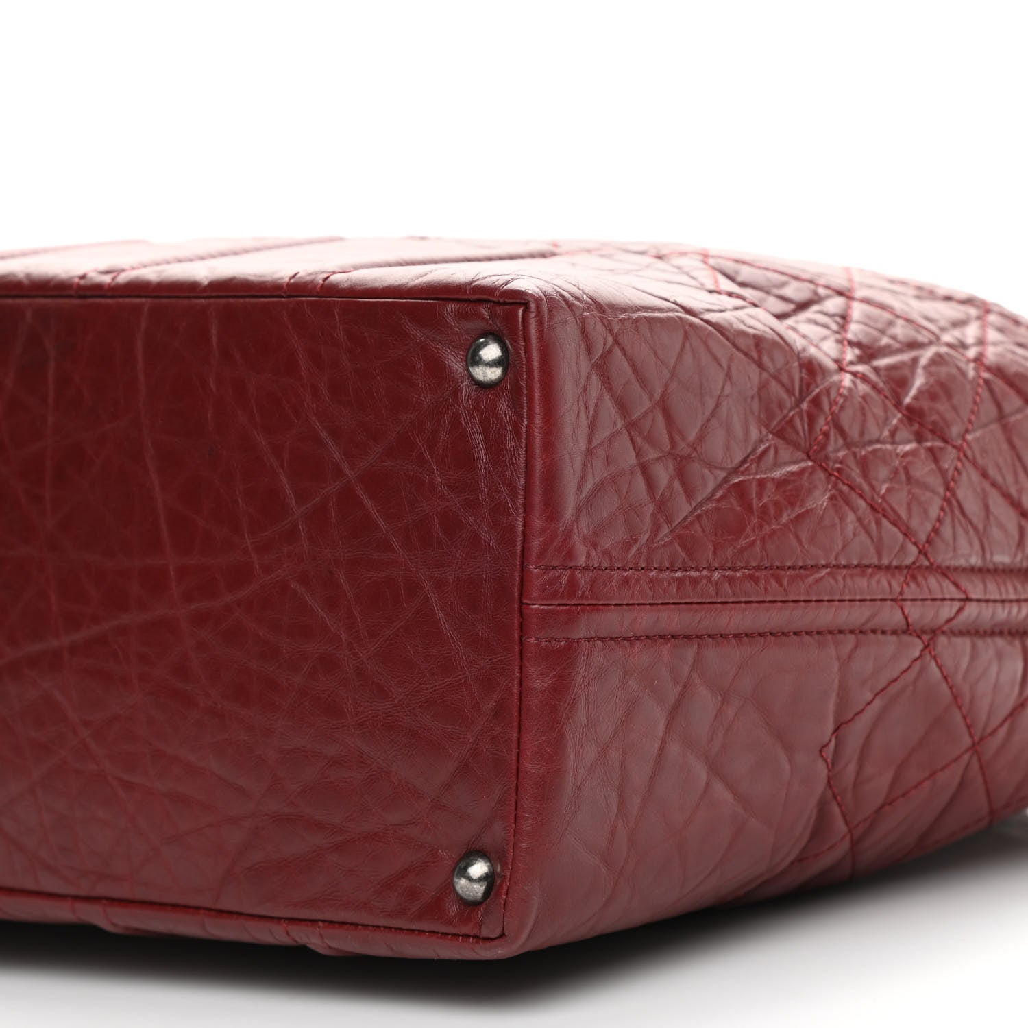 Chanel Aged Calfskin Large Shopping In Moscow Tote Burgundy 10 of 10