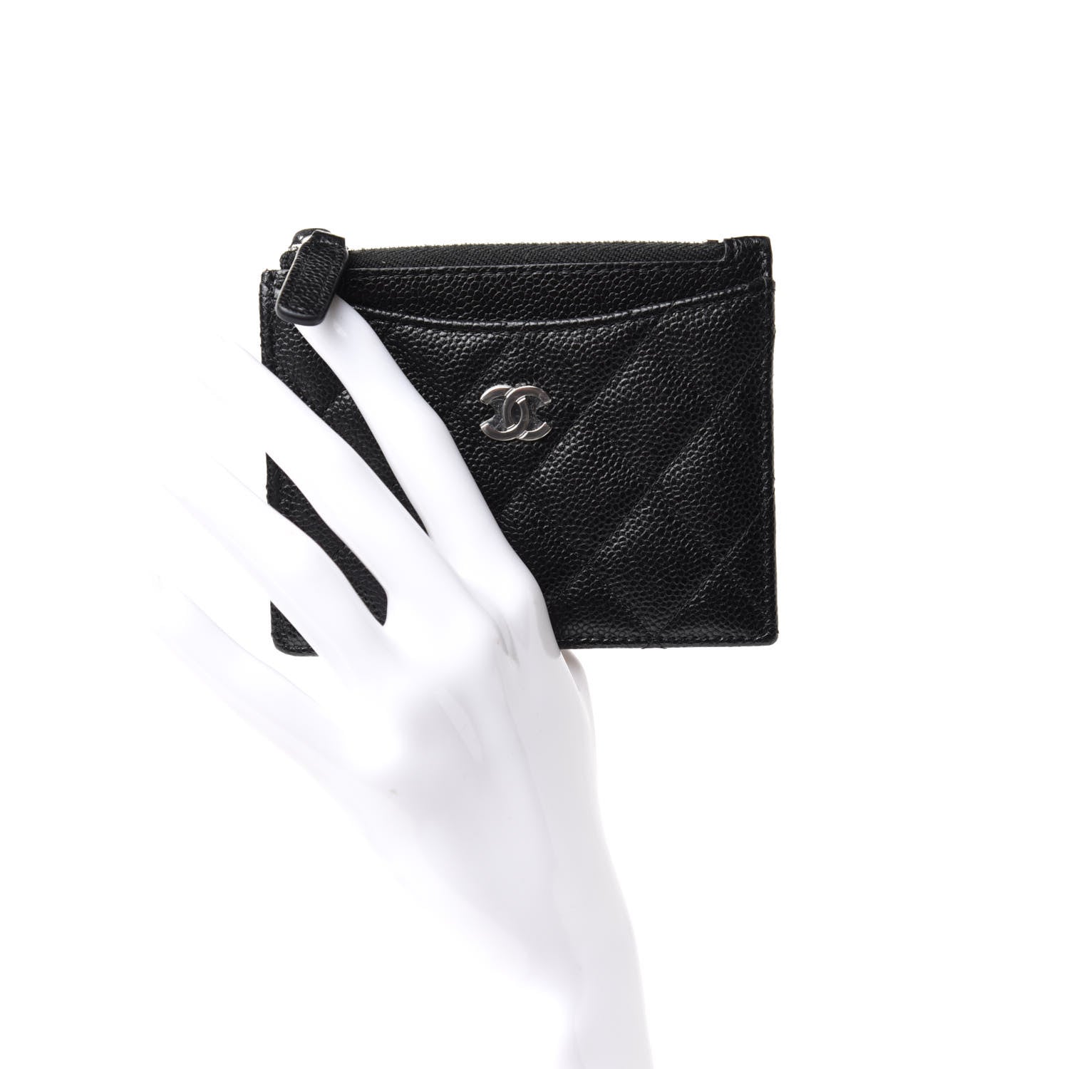 Chanel Caviar Quilted CC Zip Card Holder Black 2 of 8