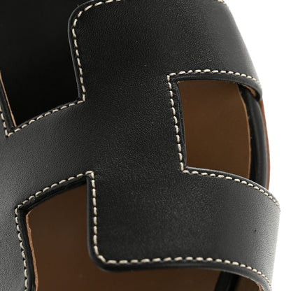 Hermes Calfskin Oasis Sandals 37 Black 10 of 11