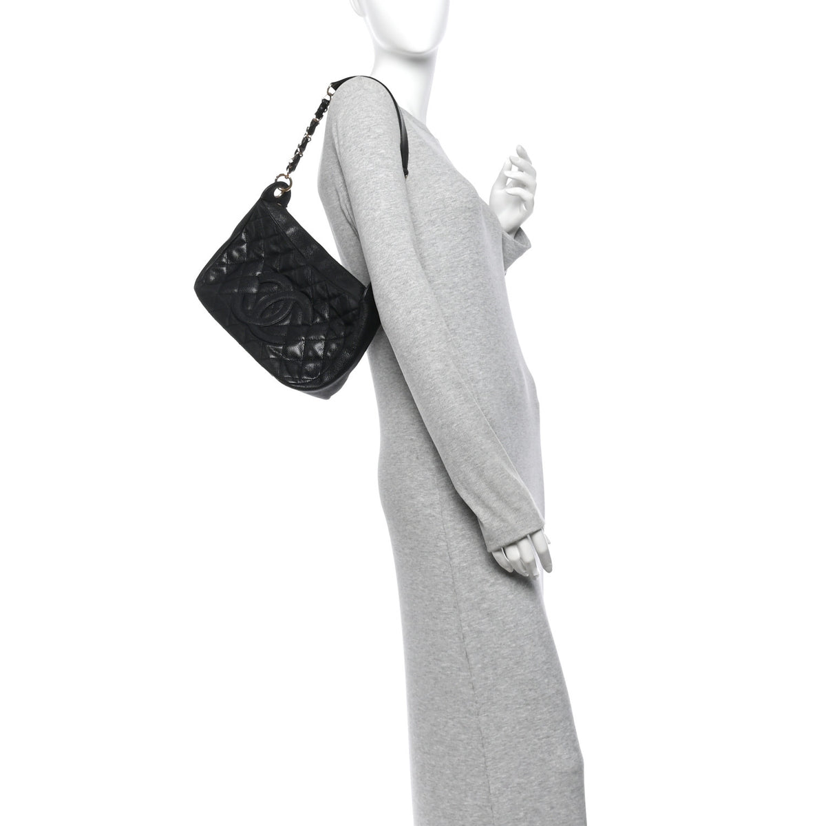 Caviar Quilted Timeless CC Shoulder Bag Black