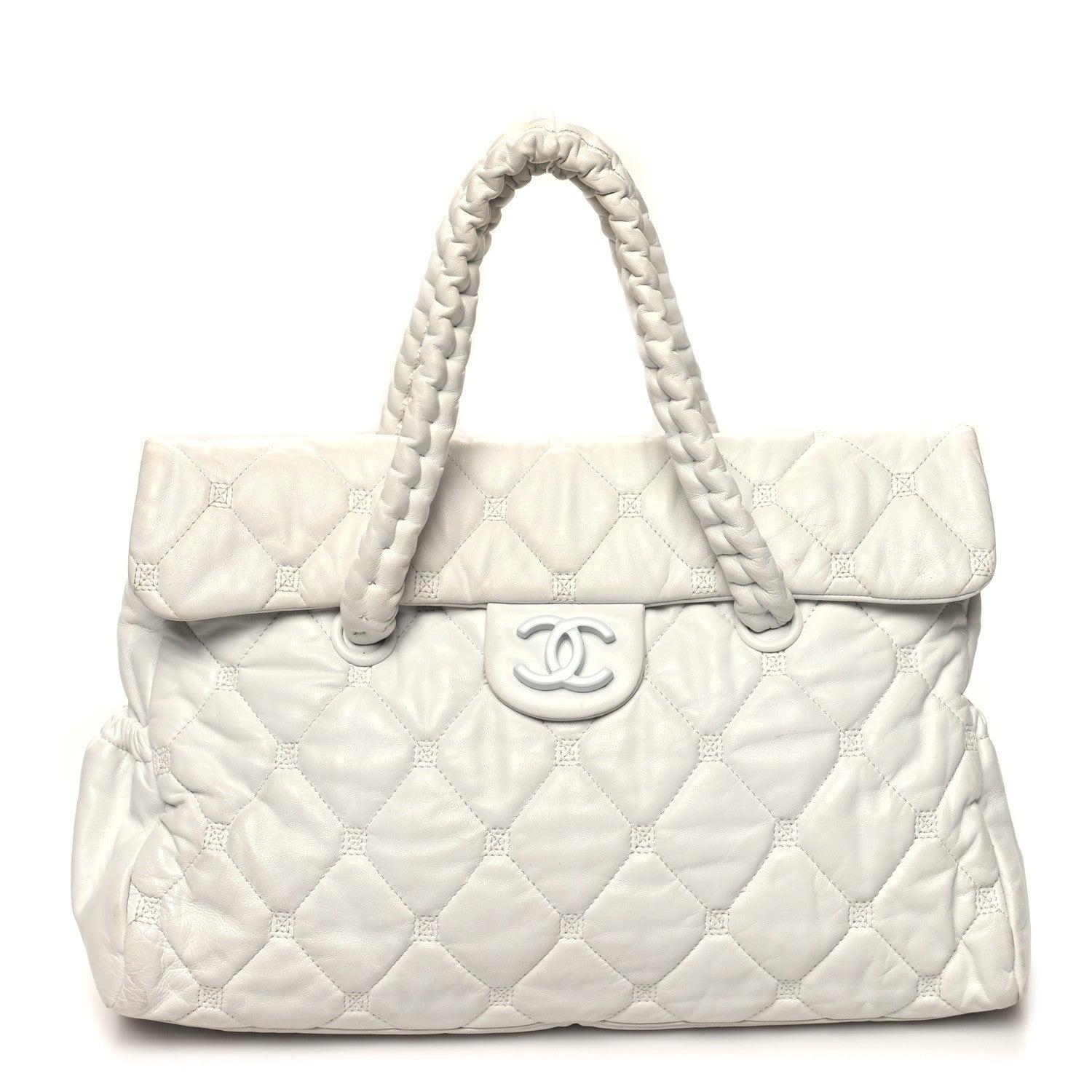 Chanel Quilted Lambskin Large Hidden Chain Flap Bag White 1 of 12