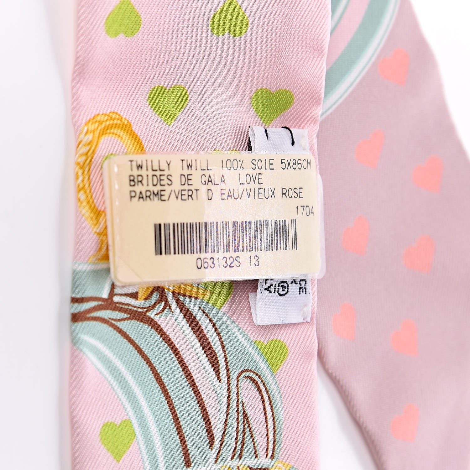 Hermes Silk Brides De Gala Love Twilly Parme Vert D Eau Vieux Rose 4 of 6