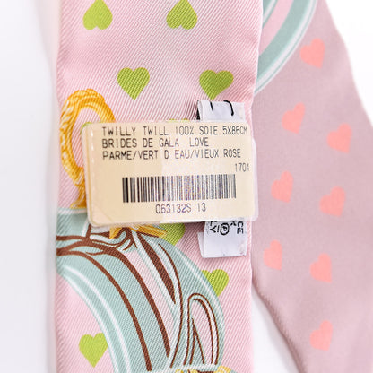Hermes Silk Brides De Gala Love Twilly Parme Vert D Eau Vieux Rose 4 of 6